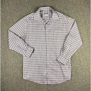 Van Heusen Flex Ultra Stretch Dress Shirt Plaid 17-17.5 32/33 XL Purple Grey